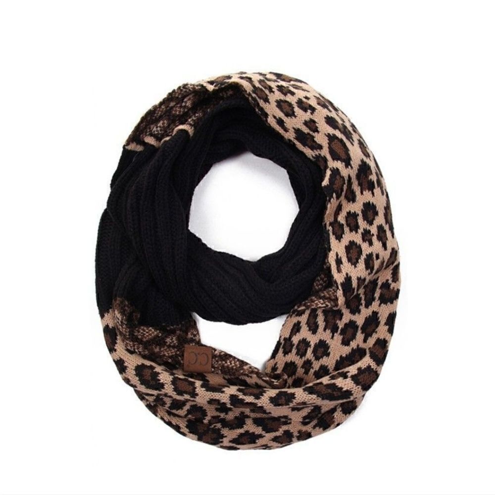 CC Brand Black Leopard Print Infinity Scarf